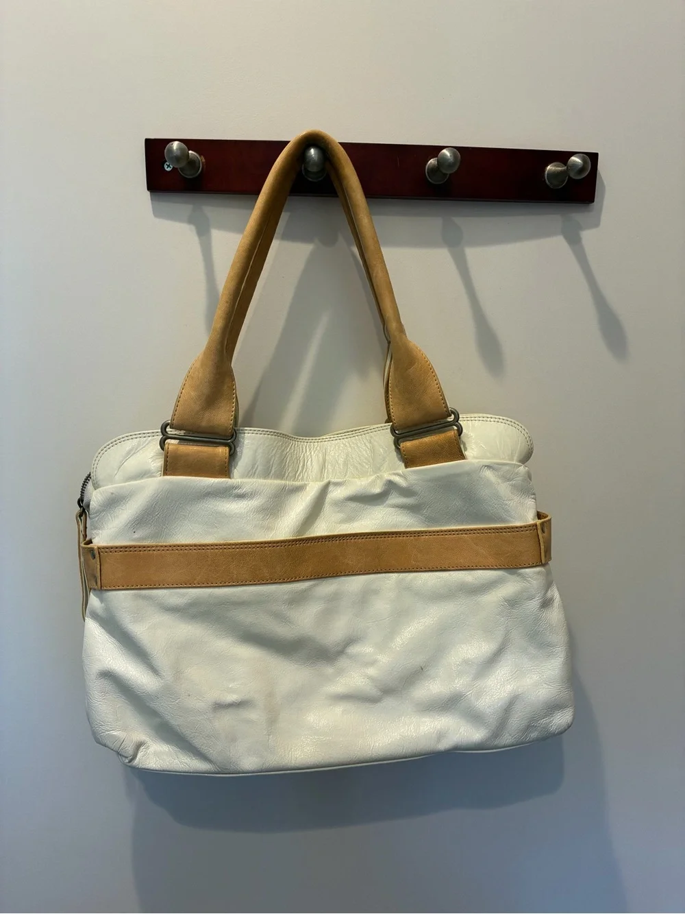 See By Chloé White and Tan Leather Satchel